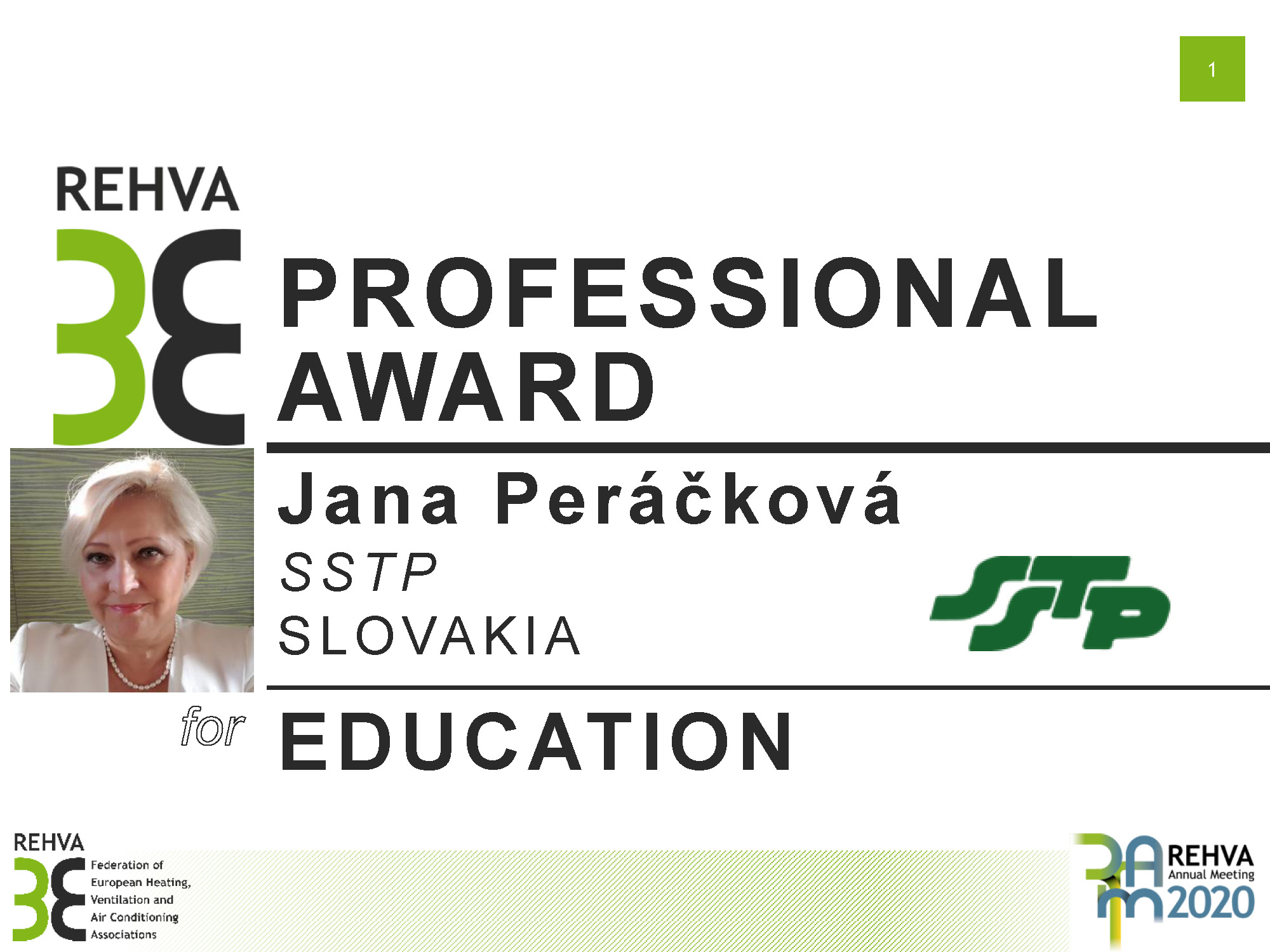 Cena REHVA Award 2020 za excelentné vzdelávanie