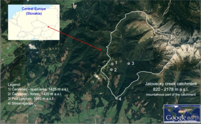 Mapa lokalít, pre ktoré bol simulovaný odtok pôdnej vody