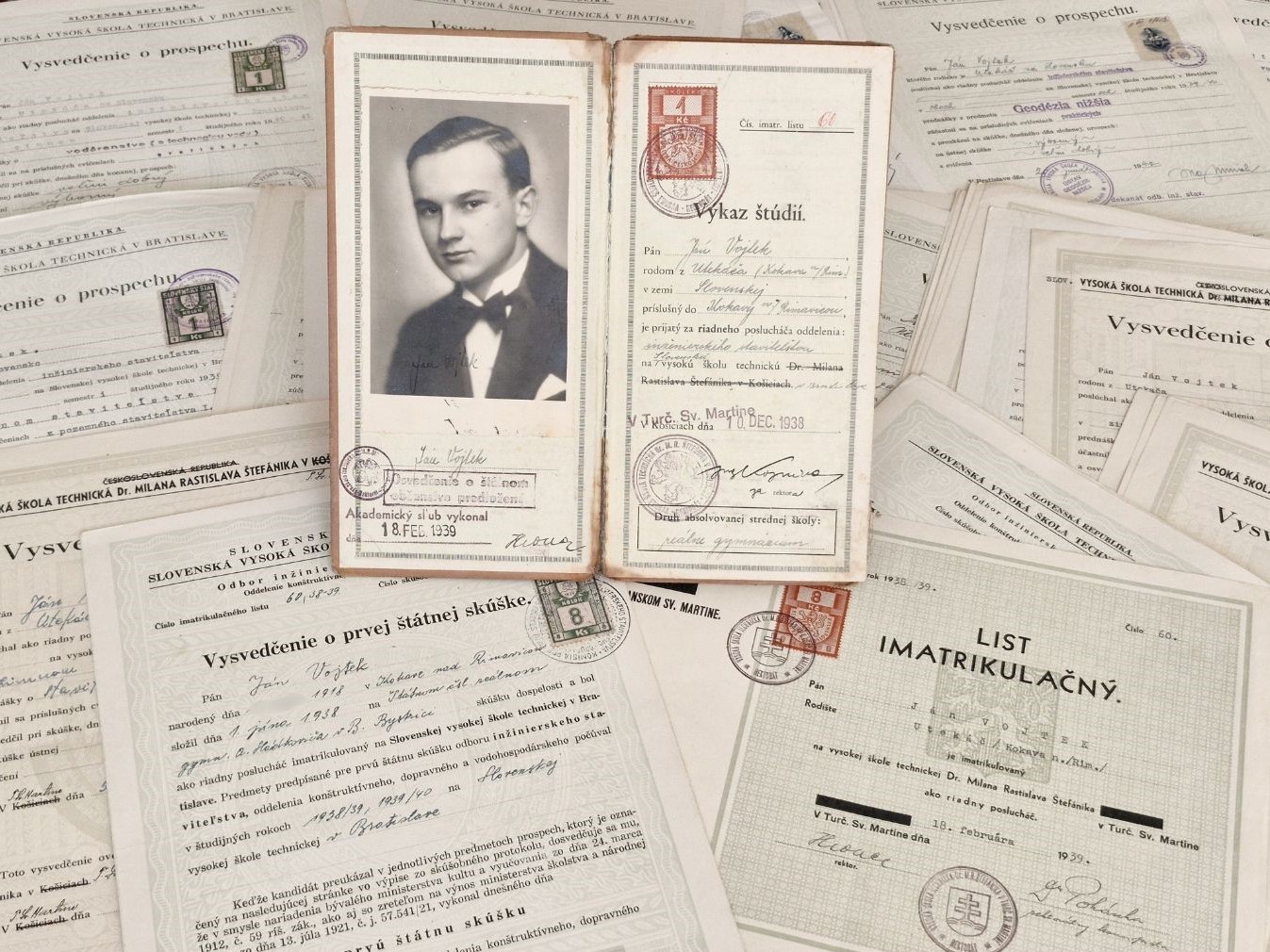 Študijné doklady J. Vojteka