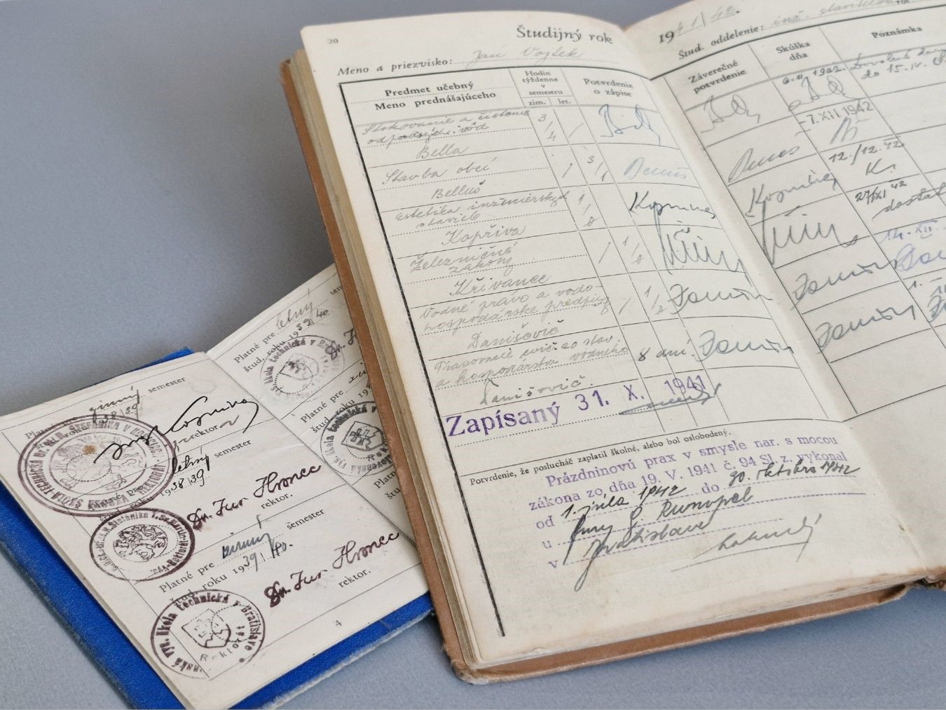 Študijné doklady J. Vojteka